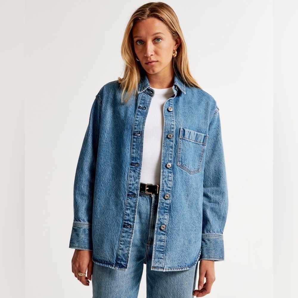 Abercrombie & Fitch Oversized Denim Shirt Jacket Sz L